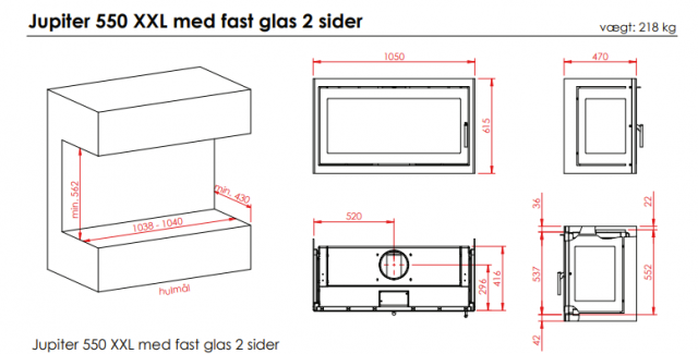 550 XXL 2 vitres tegning